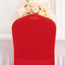 Red Ruffle Pleated Skirt Banquet Spandex Chair Cover, 1-Piece Stretch Fitted Chair Slipcover