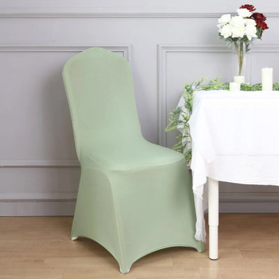10 Pack Spandex Fitted Banquet Chair Covers Sage Green - Reusable Stretch Slip-On Slipcovers