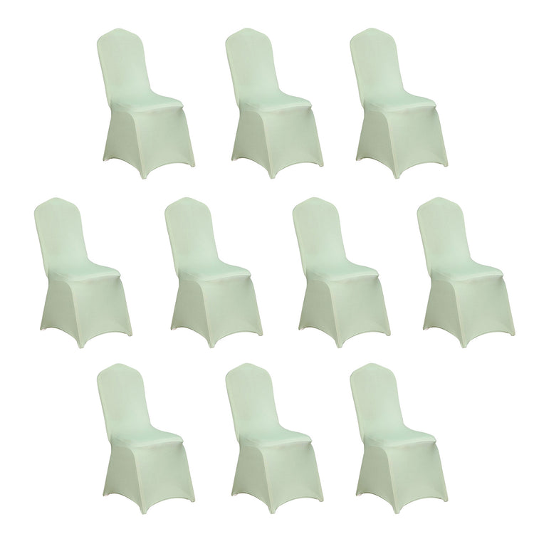 10 Pack Sage Green Spandex Fitted Banquet Chair Covers, Reusable Stretched Slip On Chair Covers