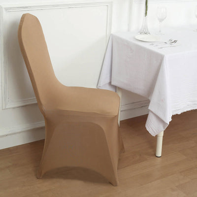 10 Pack Spandex Fitted Banquet Chair Covers Taupe - Reusable Stretch Slip-On Slipcovers