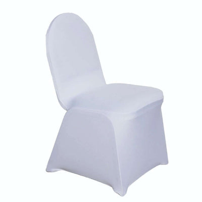10 Pack Spandex Fitted Banquet Chair Covers White - Reusable Stretch Slip-On Slipcovers for Weddings & Events