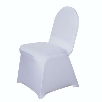Spandex Stretch Fitted Banquet Chair Cover 160GSM White - Durable Slip-On Slipcover for Weddings & Events