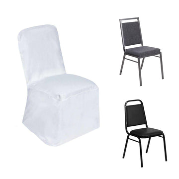 Elevate Your Event with the White Polyester Square Top Banquet Chair Cover