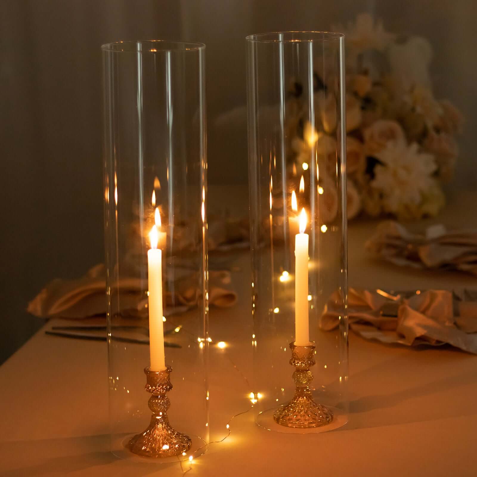 Clear Glass Candelabra Candle Holder Shades 