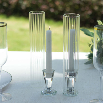 <span style="background-color:transparent;color:#000000;">Elegant Ambiance with Clear Ribbed Candle Holder Glass Shades</span>