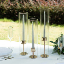 Set of 3 Clear Candelabra Ribbed Candle Holder Glass Shades