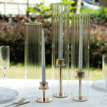 Set of 3 Clear Candelabra Ribbed Candle Holder Glass Shades