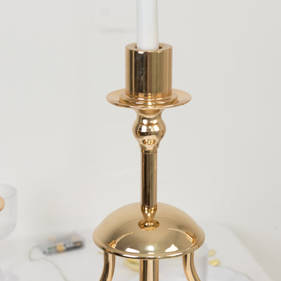 Gold 3-Arm Metal Candelabra – 22" Tall Modern Taper Candle Holder Centerpiece Stand