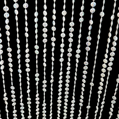Hanging Beaded Crystal Column Chandelier, 20ft Tall Beads Curtain Round with Silver Metal Hoop and Hanging Chain