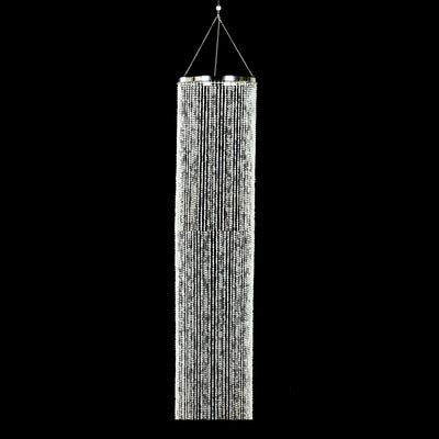 Hanging Beaded Crystal Column Chandelier, 20ft Tall Beads Curtain Round with Silver Metal Hoop and Hanging Chain