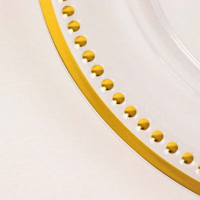 6-Pack Acrylic Charger Plates 13" Round Gold Beaded Rim - Dinner Charger Tabletop Decor