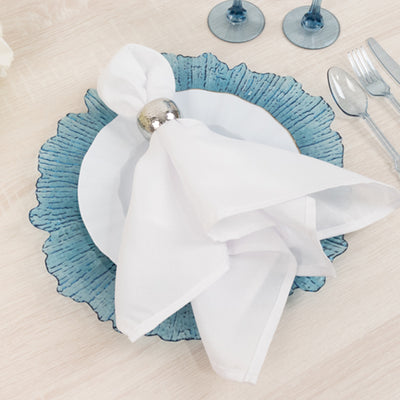 6-Pack Acrylic Plastic Charger Plates 13" Round Transparent Dusty Blue Reef Design - Decorative Dinner Charger Tableware