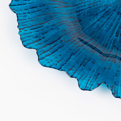 6-Pack Acrylic Plastic Charger Plates 13" Round Transparent Navy Blue Reef Design - Decorative Dinner Charger Tableware