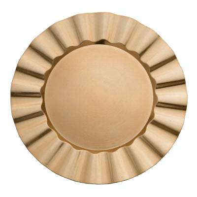 6-Pack Acrylic Plastic Charger Plates 13" Round Gold With Wavy Scalloped Rim - Decorative Dinner Party Charger Tableware