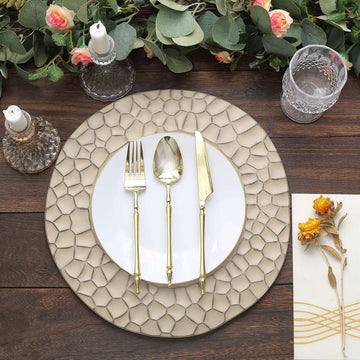 Convenience Meets Style with Taupe Disposable Irregular Round Serving Plates