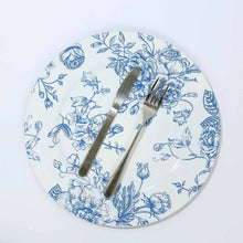 6 Pack White Blue Floral Acrylic Charger Plates in French Toile Pattern