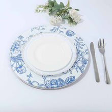 6 Pack White Blue Floral Acrylic Charger Plates in French Toile Pattern