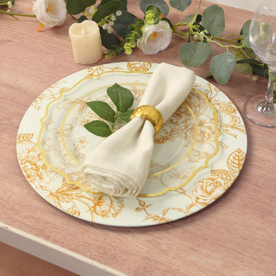 6 Pack Floral Acrylic Charger Plates in French Toile Pattern, Matte Lavender and White Round Dinner Charger Event Tabletop Decor - 13"