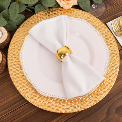 6-Pack Acrylic Charger Plates 13" Round Metallic Gold with Hammered Rim - Plastic Decorative Dinner Party Charger Tableware
