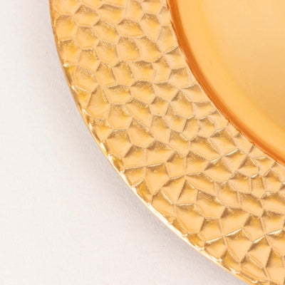 6-Pack Acrylic Charger Plates 13" Round Metallic Gold with Hammered Rim - Plastic Decorative Dinner Party Charger Tableware