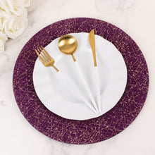 6 Pack Purple Glitter Acrylic Charger Plates with Gold Abstract Lines Pattern