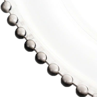 6-Pack Acrylic Charger Plates 13" Round Clear with Black Beaded Rim - Decorative Dinner Party Charger Tableware