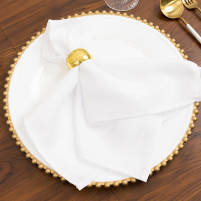 6-Pack Acrylic Charger Plates 13" Round White with Gold Beaded Rim - Decorative Dinner Party Charger Tableware