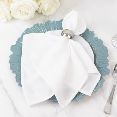 10 Pack Economy Plastic Charger Plates – 13" Dusty Blue Reef Rim Design Chargers for Weddings & Parties