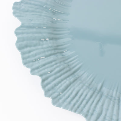 10 Pack Economy Plastic Charger Plates – 13" Dusty Blue Reef Rim Design Chargers for Weddings & Parties