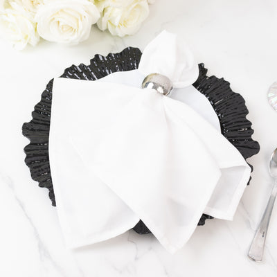 10 Pack Economy Plastic Charger Plates – 13" Black Reef Rim Design Chargers for Weddings & Parties