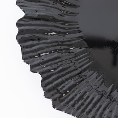 10 Pack Economy Plastic Charger Plates – 13" Black Reef Rim Design Chargers for Weddings & Parties