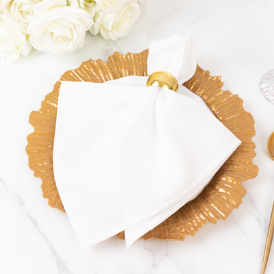 10 Pack Economy Plastic Charger Plates – 13" Gold Reef Rim Design Chargers for Weddings & Parties