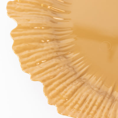 10 Pack Economy Plastic Charger Plates – 13" Gold Reef Rim Design Chargers for Weddings & Parties