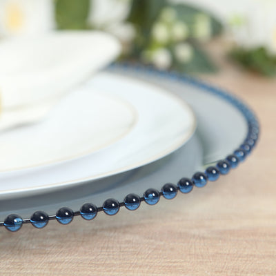 10-Pack Economy Plastic Charger Plates 13" Round Transparent Dusty Blue with Beaded Rim - Stylish Dinner Party Serving Plates