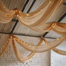 5ftx32ft Natural Chiffon Ceiling Drapery, Durable Flame Resistant Long Curtain Backdrop Panel