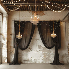 5ftx32ft Black Chiffon Ceiling Drapery, Durable Flame Resistant Long Curtain Backdrop Panel