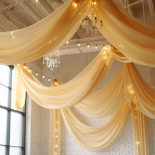 Premium Champagne Chiffon Ceiling Drapery, Long Curtain Backdrop Panel With Rod Pocket