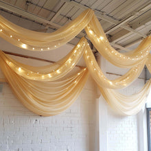 Premium Champagne Chiffon Ceiling Drapery, Long Curtain Backdrop Panel With Rod Pocket