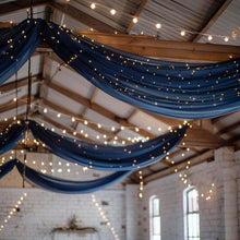 Premium Navy Blue Chiffon Ceiling Drapery, Long Curtain Backdrop Panel With Rod Pocket