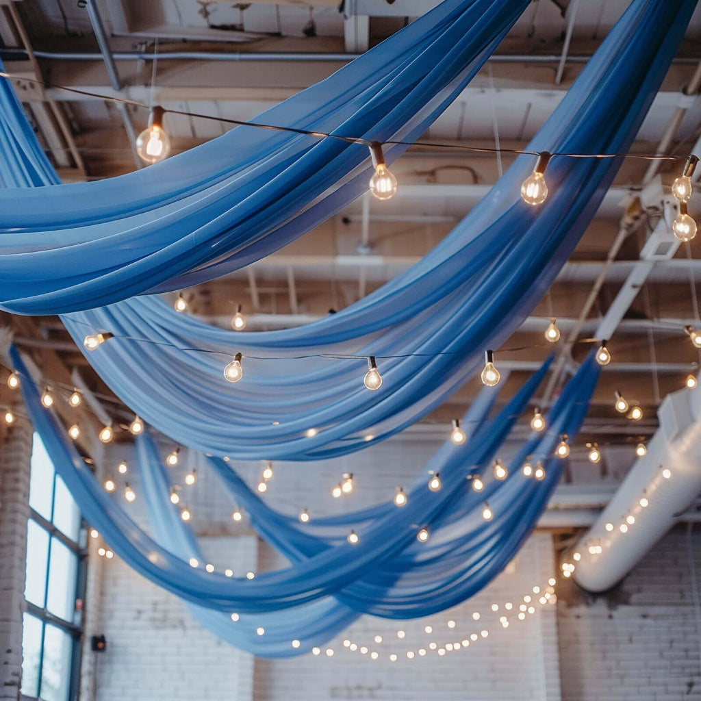 Premium Royal Blue Chiffon Ceiling Drapery | eFavormart.com