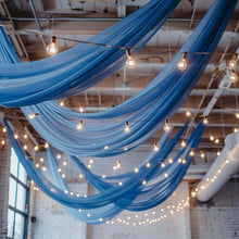 Premium Royal Blue Chiffon Ceiling Drapery, Long Curtain Backdrop Panel With Rod Pocket