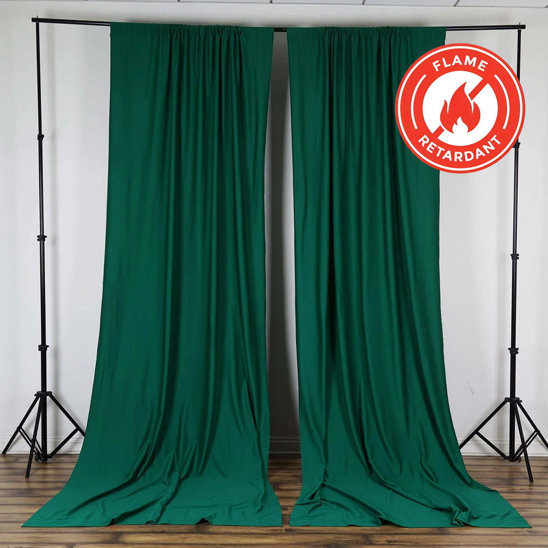 2 Pack Hunter Emerald Green Scuba Polyester Curtain Divider Durable Flame Resistant Backdrops