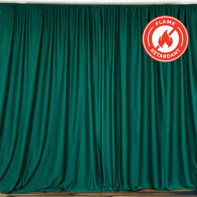 2 Pack Hunter Emerald Green Scuba Polyester Backdrop Drape Curtains, Durable Flame Resistant Event Divider Panels Wrinkle Free With Rod Pockets - 10ftx10ft