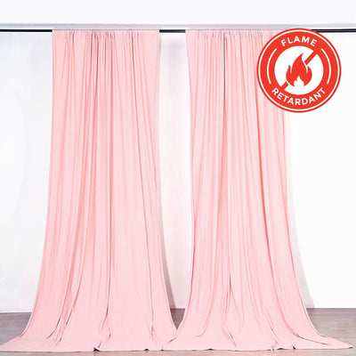 2 Pack Blush Scuba Polyester Backdrop Drape Curtains, Durable Flame Resistant Event Divider Panels Wrinkle Free With Rod Pockets - 10ftx10ft