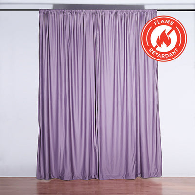 2 Pack Violet Amethyst Scuba Polyester Backdrop Drape Curtains, Durable Flame Resistant Event Divider Panels Wrinkle Free With Rod Pockets - 10ftx10ft