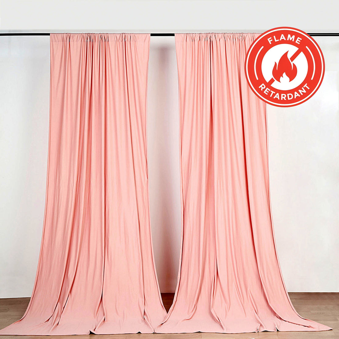 2 Pack Dusty Rose Scuba Polyester Divider Drape Curtain Panel Durable Flame Resistant Backdrops