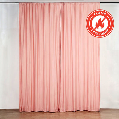 2 Pack Dusty Rose Scuba Polyester Backdrop Drape Curtains, Durable Flame Resistant Event Divider Panels Wrinkle Free With Rod Pockets - 10ftx10ft