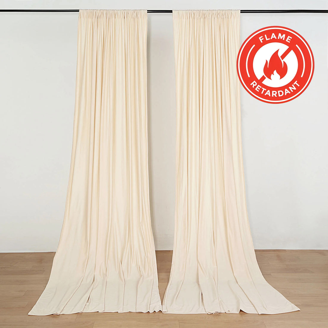 2 Pack Beige Scuba Polyester Curtain Divider Drape Panel Durable Flame Resistant Backdrops