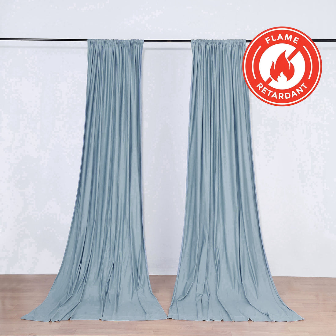 2 Pack Dusty Blue Scuba Polyester Curtain Divider Drape Panel Durable Flame Resistant Backdrops