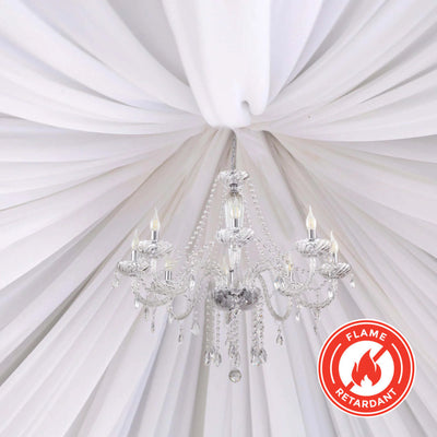 White Scuba Polyester Ceiling/Curtain Draping Fabric, Commercial Grade Fire Retardant Wrinkle Free Backdrop Panel With Rod Pocket - 5ftx30ft